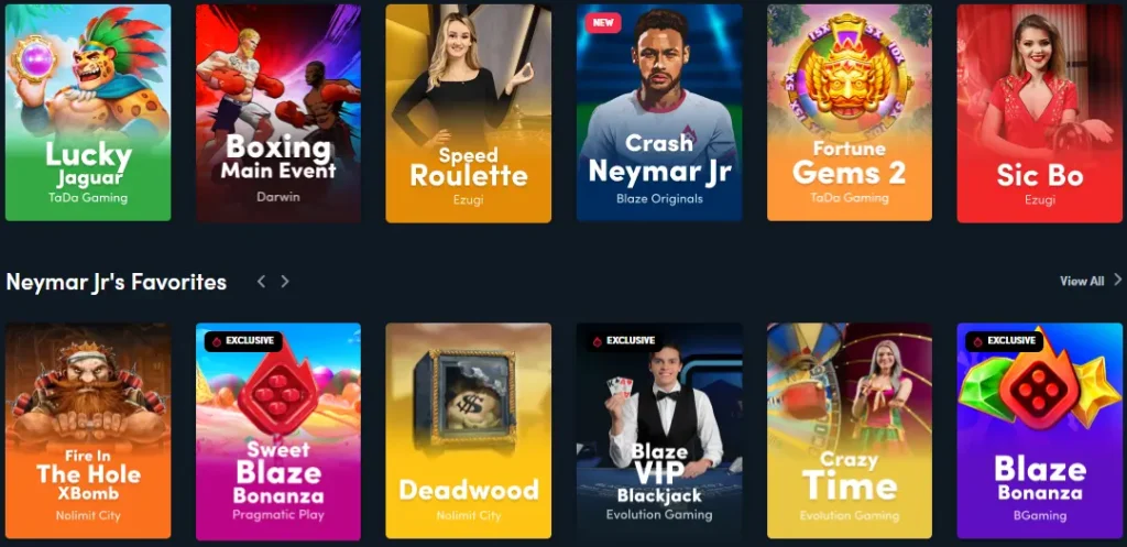 Blaze cassino jogos populares